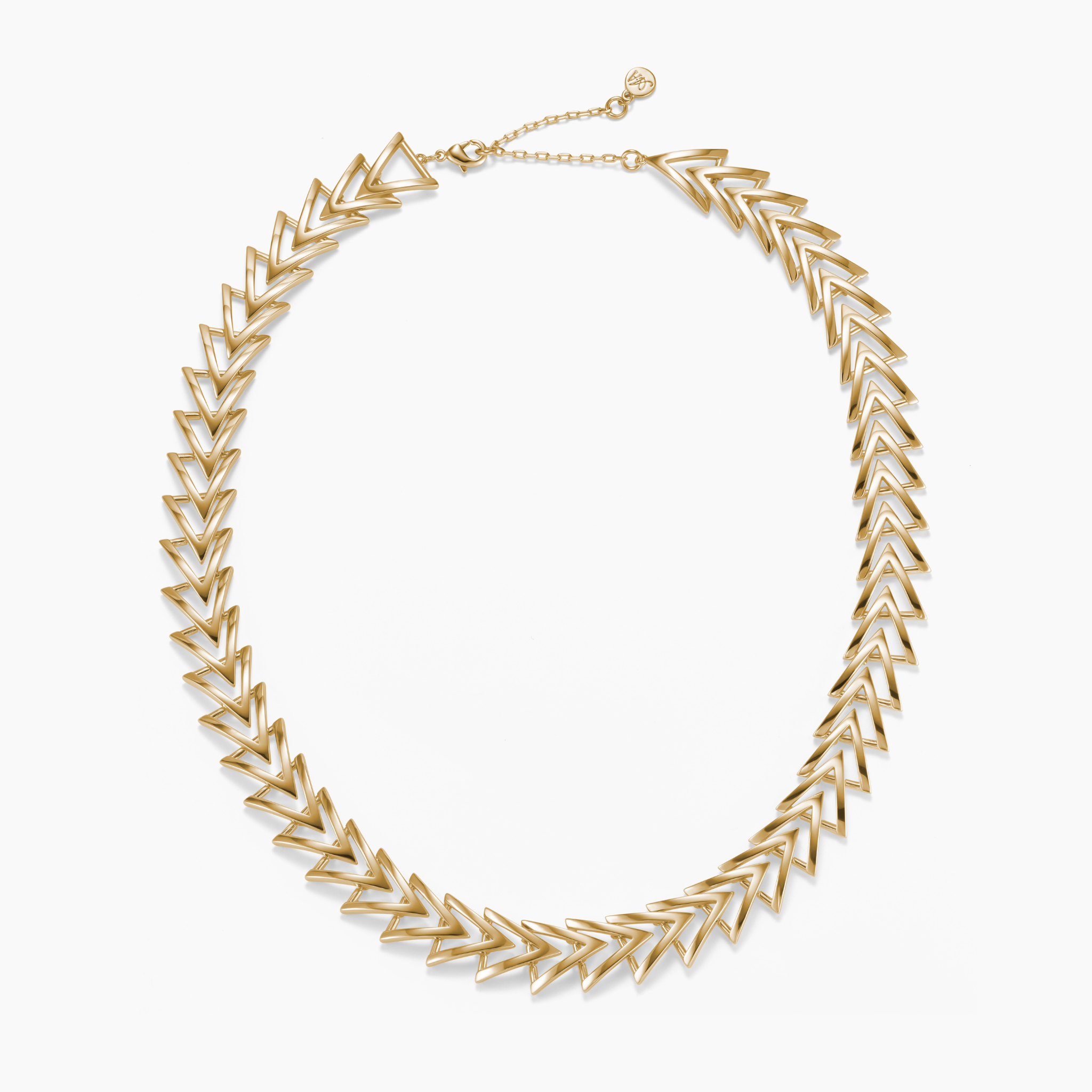 Armine + Ambrose A Chain chevron style necklace on a white background