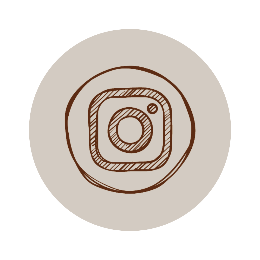 Circular beige coaster with brown Instagram logo