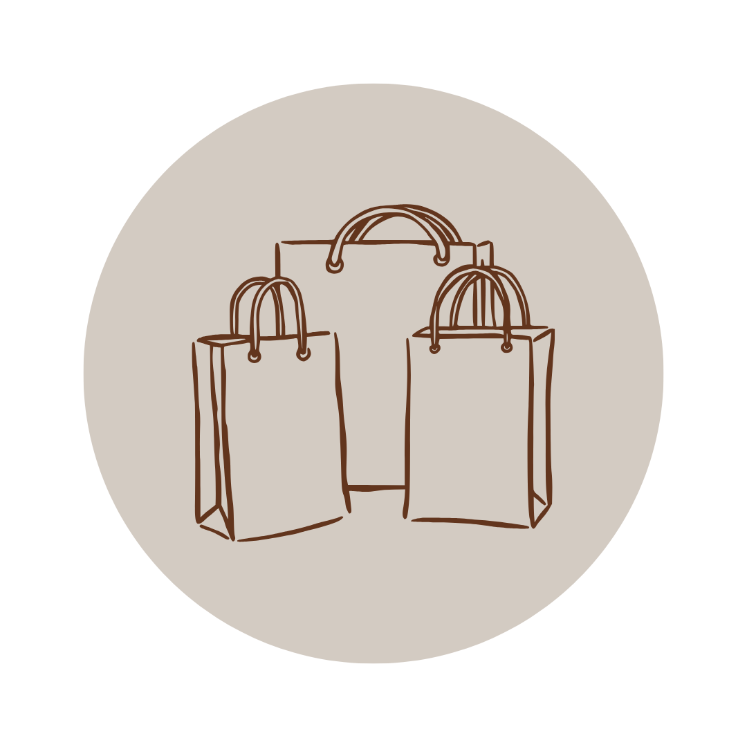 Illustration of three shopping bags on a beige background