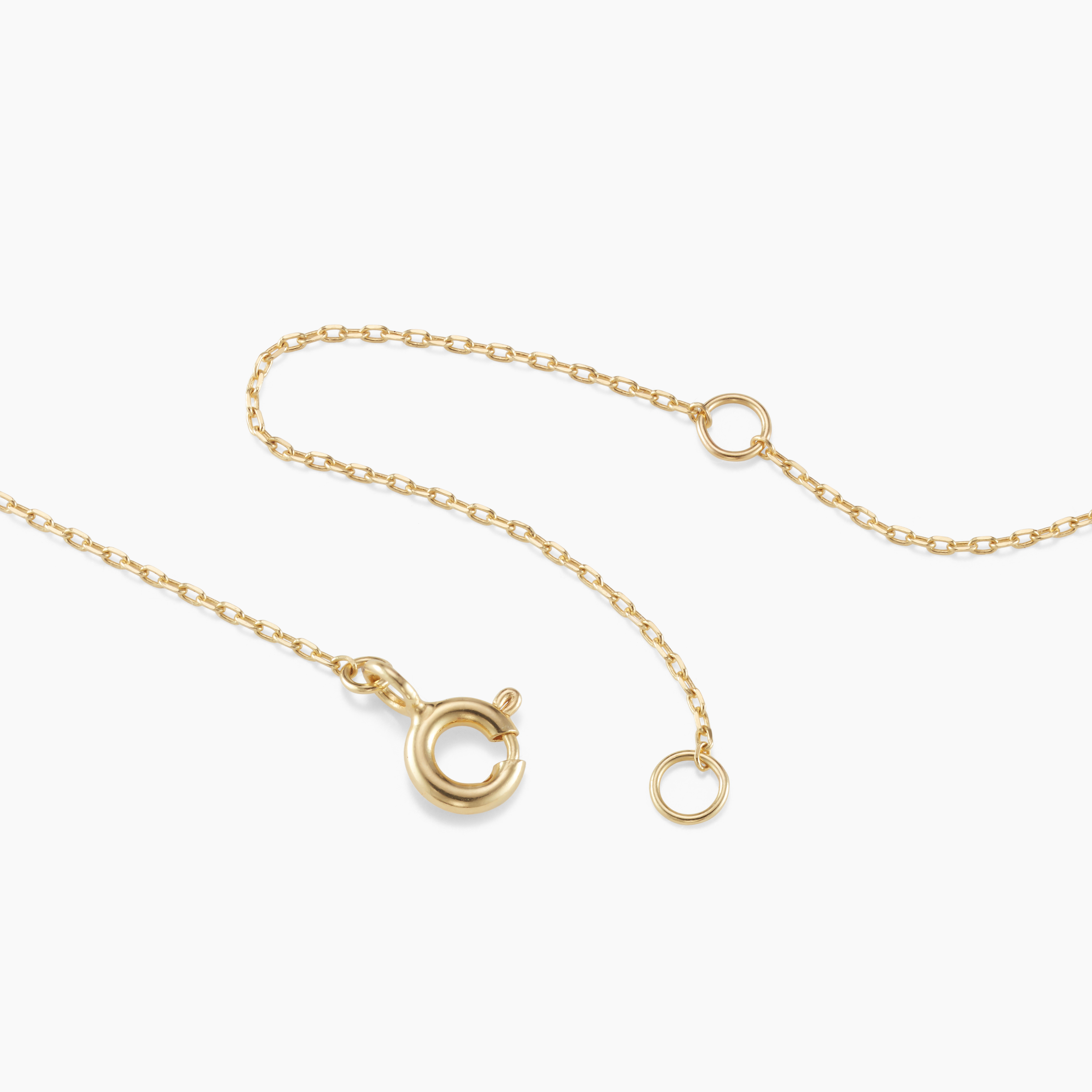 Gold necklace with clasp on a white background